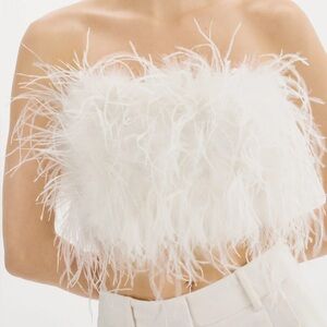 Lamarque Zaina White Feather Bustier Top